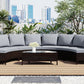 5 Pieces All-Weather Brown PE Rattan Wicker Sofa Set Outdoor Patio Sectional Furniture Set Half-Moon Sofa Set with Tempered Glass Table