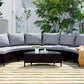 5 Pieces All-Weather Brown PE Rattan Wicker Sofa Set Outdoor Patio Sectional Furniture Set Half-Moon Sofa Set with Tempered Glass Table
