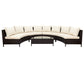 5 Pieces All-Weather Brown PE Rattan Wicker Sofa Set Outdoor Patio Sectional Furniture Set Half-Moon Sofa Set with Tempered Glass Table