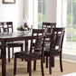 Modern Contemporary 7pc Dining Set Espresso Finish Unique Eyelet Back 6x Side Chairs Cushion Seats Dining Room Furniture