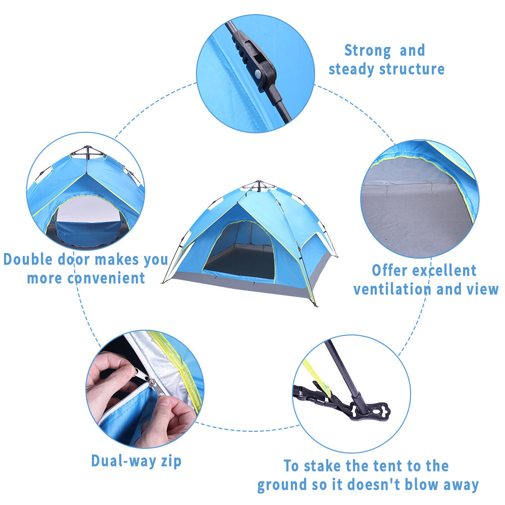 Double-Deck Tow-Door Hydraulic Automatic Tent Build Outdoor Tent Blue