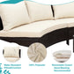 5 Pieces All-Weather Brown PE Rattan Wicker Sofa Set Outdoor Patio Sectional Furniture Set Half-Moon Sofa Set with Tempered Glass Table